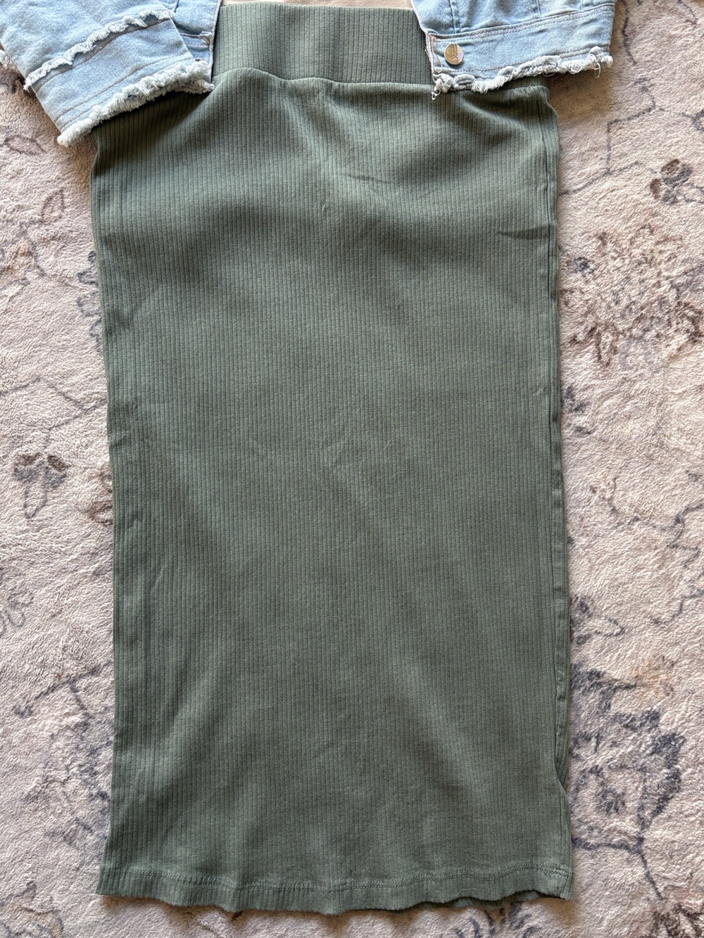 Aware by vero moda pencil skirt ribbed olive L